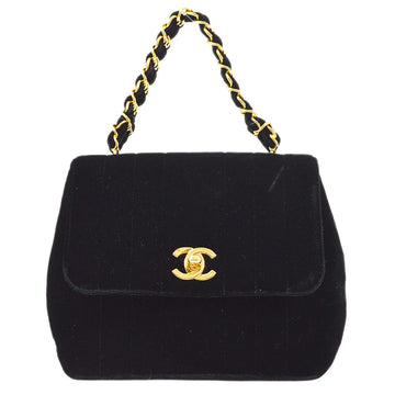 CHANEL 1994-1996 Vertical Handbag Black Velvet 14372