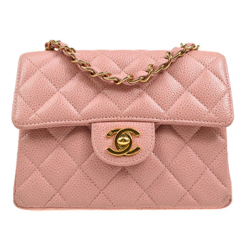 CHANEL★ 2003-2004 Classic Square Flap 17 Pink Caviar 73586
