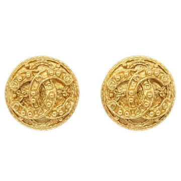 CHANEL 1994 Round CC Earrings Gold Small 63550