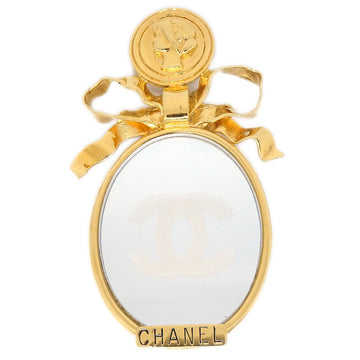 CHANEL Bow Mirror Brooch Pin Gold 63567