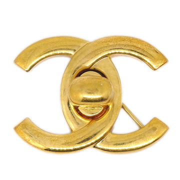 CHANEL 1996 Turnlock Brooch Pin Gold Small 02318