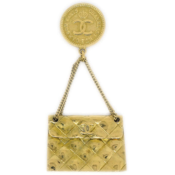CHANEL 1994 Dangle Bag Motif Brooch Pin Gold AK38023i