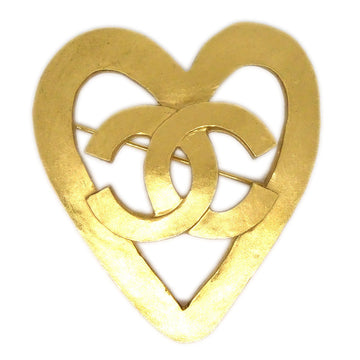 CHANEL 1995 Heart Brooch Pin Gold 84450