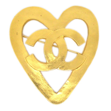 CHANEL Heart Brooch Pin Gold 95P 94206