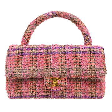 CHANEL★ 1994 Pink Tweed Top Handle Bag 91963