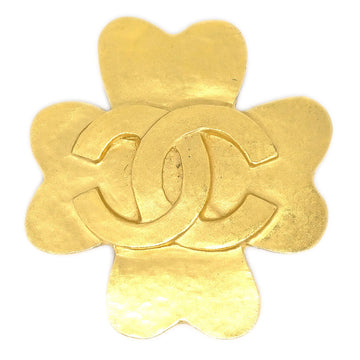 CHANEL 1995 Clover Brooch Pin Gold 85060