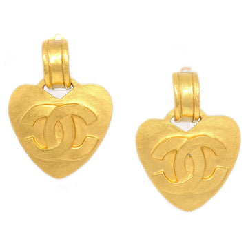 CHANEL 1995 Heart Earrings Gold 85067