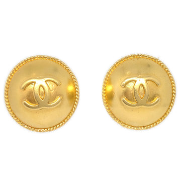 CHANEL 1995 Button Earrings Gold 85094