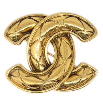 CHANEL Quilted CC Brooch Pin Gold 1153 94722