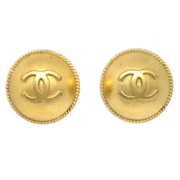 CHANEL 1994 Gold CC Rope Edge Earrings 94688