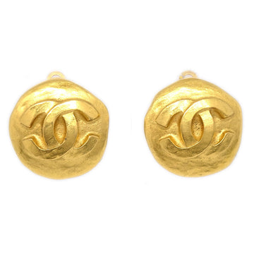 CHANEL 1996 Button Earrings Clip-On Gold