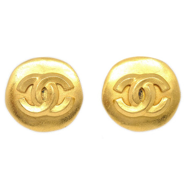 CHANEL 1996 Button Earrings Clip-On Gold Medium 64476