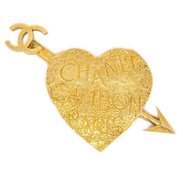 CHANEL 1993 Gold Graffiti Heart Arrow Brooch 64491