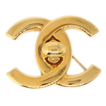 CHANEL Turnlock Brooch Pin Corsage Gold 96P 75076