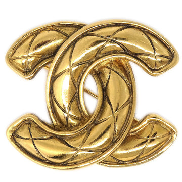 CHANEL Quilted CC Brooch Pin Corsage Gold 1153 75094