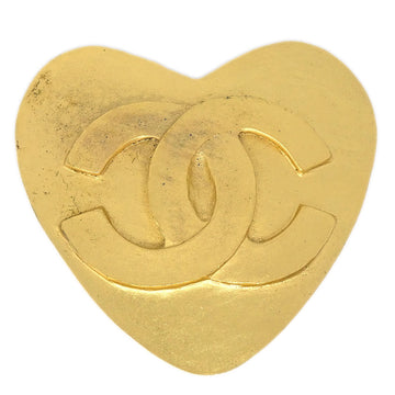 CHANEL Heart Brooch Pin Corsage Gold 95P 75112