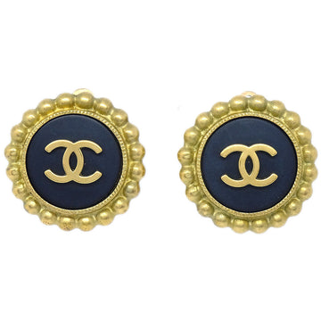 CHANEL 1995 Black & Gold CC Earrings 75114