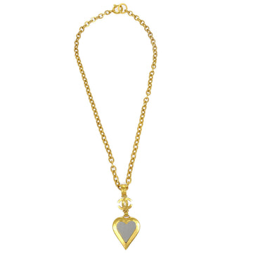 CHANEL 1995 Heart Mirror CC Gold Chain Necklace 64793