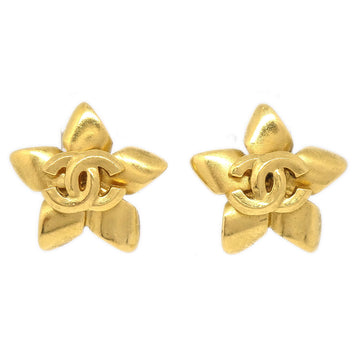 CHANEL 1996 Flower Earrings Clip-On Gold 65071