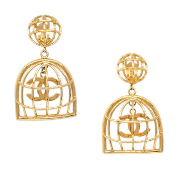 CHANEL Birdcage Earrings Clip-On Gold 75257