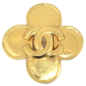 CHANEL 1996 Clover Brooch Pin Corsage Gold 86138