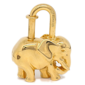 HERMES 1988 Elephant Cadena Bag Charm Gold Small Good 86139