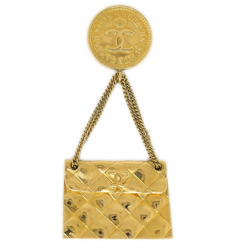 CHANEL★ Quilted Bag Brooch Pin Gold 29 75753