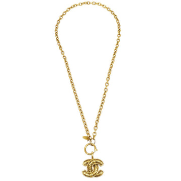 CHANEL Quilted CC Gold Chain Pendant Necklace 3857 65491