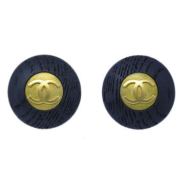 CHANEL 1994 Black & Gold CC Earrings 65504