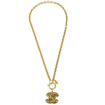 CHANEL Quilted CC Gold Chain Pendant Necklace 3857 65507
