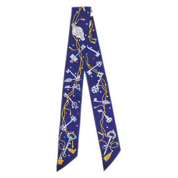 HERMES 2022 Les Cles a Pois Twilly Scarf 65861