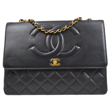 CHANEL 1991-1994 Black Quilted Lambskin CC Flap Maxi 75898