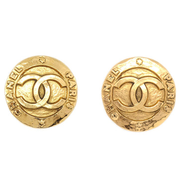 CHANEL 1993 Medallion Earrings Clip-On Gold Small 2853 54882