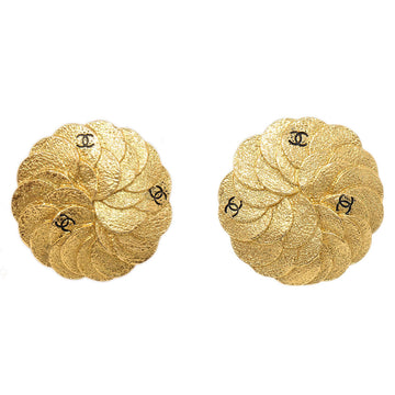 CHANEL 1991 Flower Earrings Clip-On Gold 15695