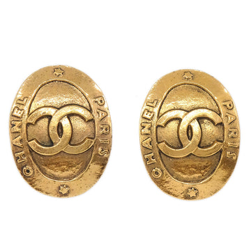 CHANEL 1993 Oval Earrings Clip-On Gold 2841 15696