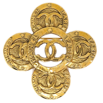 CHANEL 1993 Medallion Brooch Pin Gold 1231