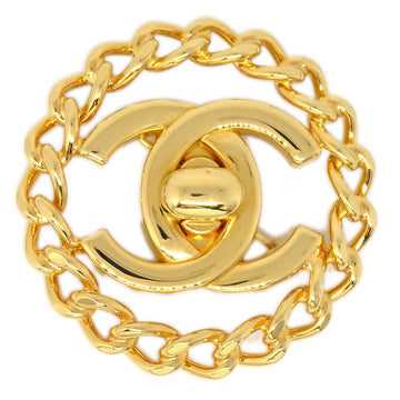 CHANEL 1997 Chain Around CC Turnlock Brooch Pin Gold 15834