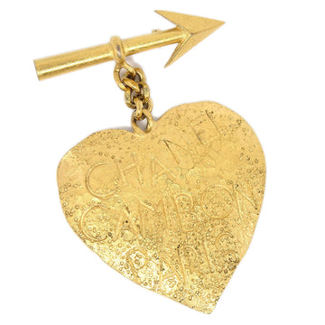 CHANEL 1993 Arrow Heart Brooch Pin Gold 24351