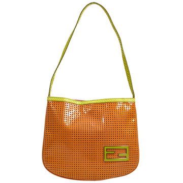 FENDI 2000s Handbag Orange Patent Leather 55240
