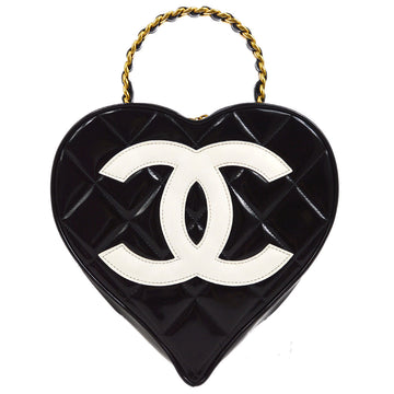 CHANEL Heart Vanity Chain Handbag Black 55245