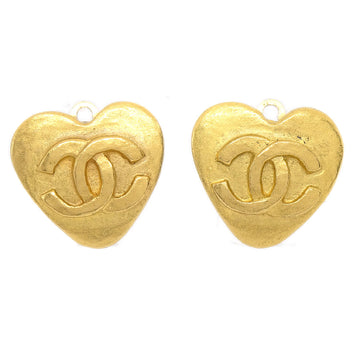 CHANEL 1995 Heart Earrings Gold 24672