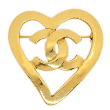 CHANEL 1995 Heart Brooch Pin Gold 24765