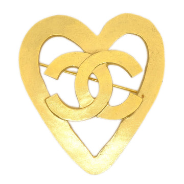 CHANEL 1995 Heart Brooch Pin Gold 24790