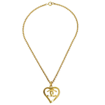 CHANEL 1994 Heart Gold Chain Necklace 55325