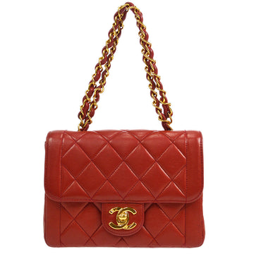 Red Quilted Caviar Medium Classic Double Flap Gold Hardware, 2003-2004