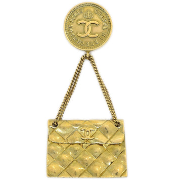 CHANEL 1994 Quilted Bag Brooch Pin Gold 29 AK35532b