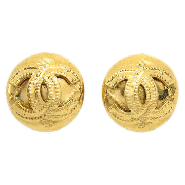 CHANEL 1994 Quilted Button Earrings Gold Small AK36786e