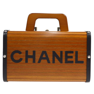 CHANEL Cosmetic Vanity Handbag Box Brown Wooden 24989