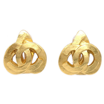 CHANEL 1997 Heart Earrings Gold Medium 46359