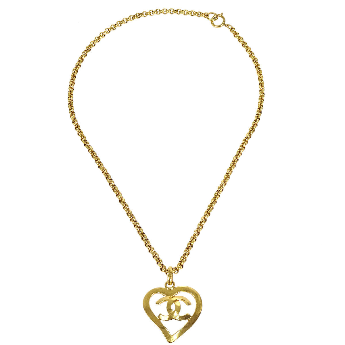 CHANEL☆ 1995 Heart Gold Chain Necklace 56327